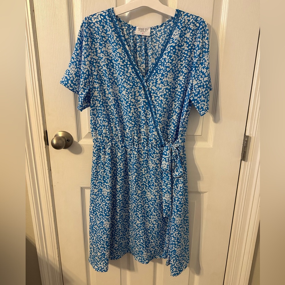 Sienna Sky blue and white floral tie dress. Adorable!